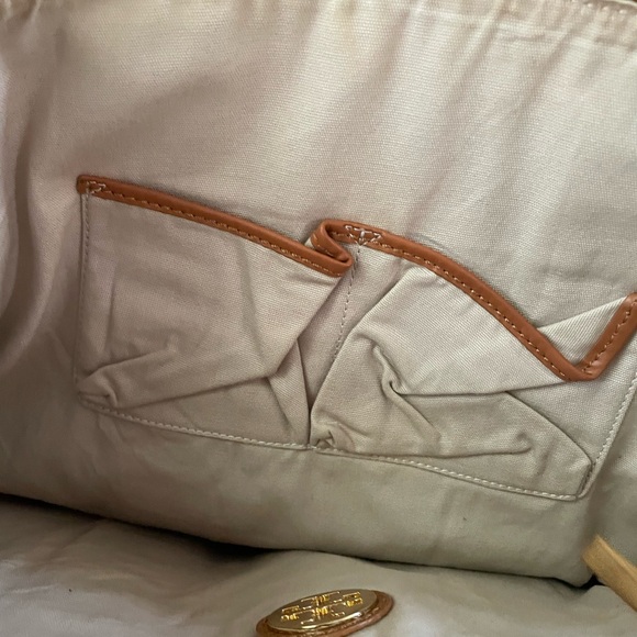 Tory Burch Large Denim and Brown Satchel Removable Crossbody Strap - Picture 7 of 16